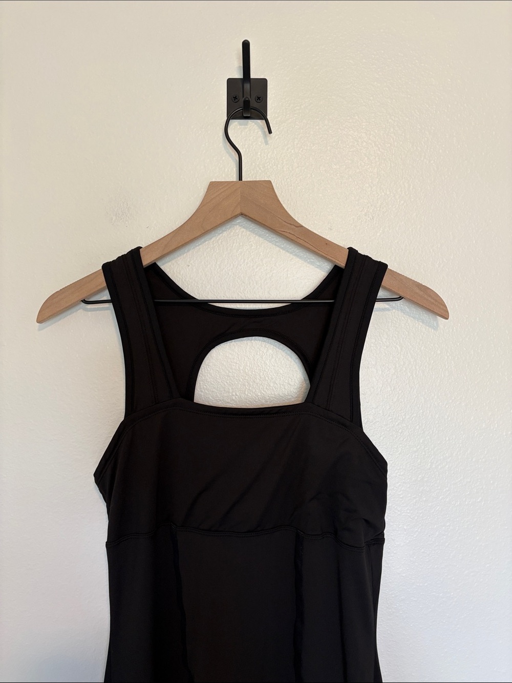 Lija Stretchy Jerseu Knit Sleeveless Square Neck Athletic Dress Black Medium - Picture 3 of 8